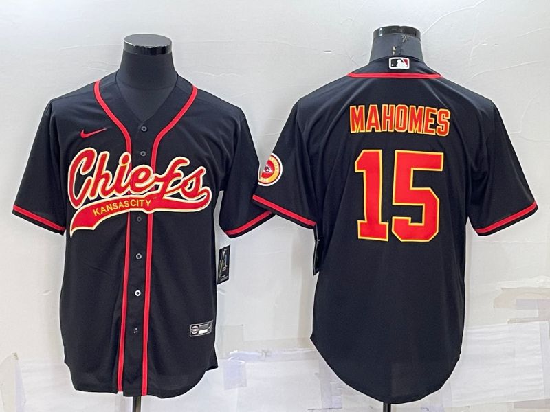 Men Kansas City Chiefs 15 Mahomes Black 2022 Nike Co branded NFL Jersey